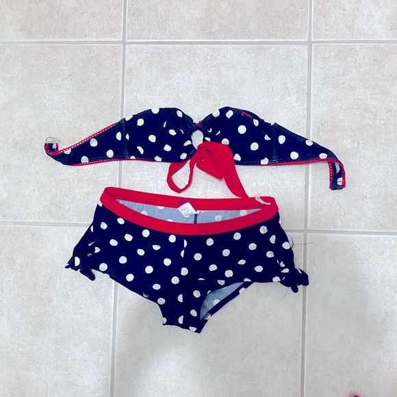 NWOT - Guess Vintage Polka Dot Bandeau Pin-Up Style Bikini - Size S - Picture 1 of 5